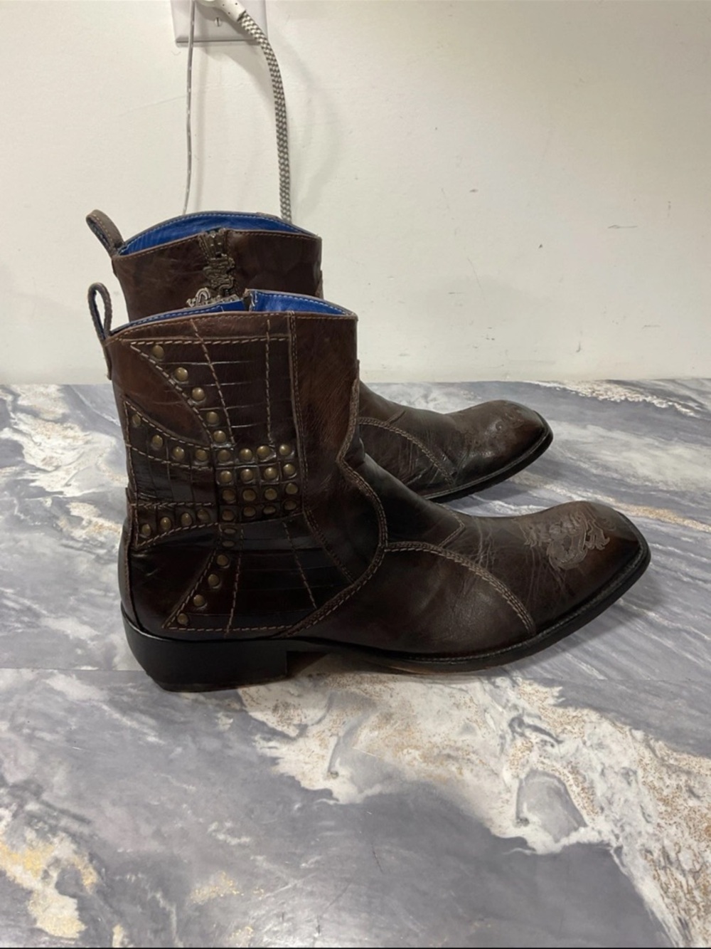 Mark Nason  Zipper Leather Dragon Boots Made in Italy size 11 - Picture 3 of 13